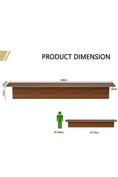 Mahmayi Ultra-Desgined Conference Table for Office, Meeting Table, Room Table-Natural Dijon Walnut, 600CM