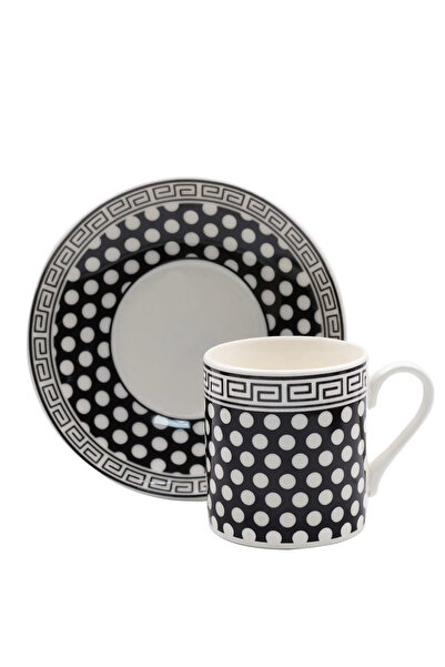 Trendmiya كوب قهوة بنمط منقط باللونين الأبيض والأسود