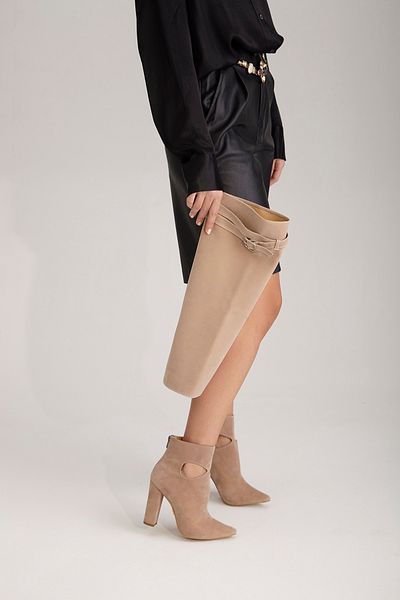 AYAKKABI PRENSİ Love Dressed Skin Suede Suede 10 cm Women's Boots, Heeled Boots