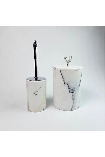 ege gross Lilac Marble Trash Can/Brush Set