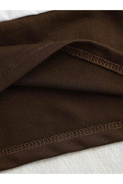 Altamira Μπλουζάκι Unisex Καφέ ριγέ Oversize Polo με μισό φερμουάρ