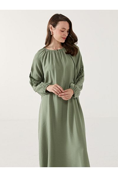 LC Waikiki Rochie de damă LCW Grace verde cu decolteu cu broderie florală
