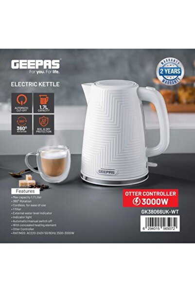 Geepas غلاية كهربائية سعة 1.7 لتر - حماية من الغليان الجاف وإيقاف التشغيل الت...