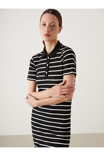 LC Waikiki New Season Shirt Collar Striped Women's Dress - S5Iv33Z8