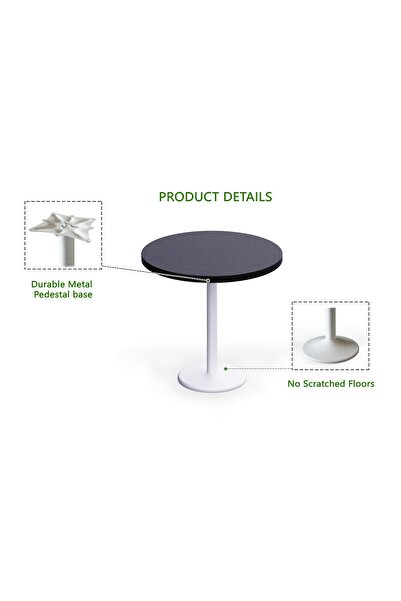 Mahmayi Round Pantry Table, Simple Modern Design Coffee Task for Home Office, (80 cm Dia, Black)
