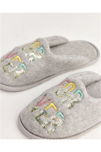 Chirpy Desu - Forever Written Gray Women's House Slippers