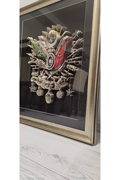 Butik Osmanlı Tuğrası Kağıt Rölyef Tablo 54x74 Boyutunda