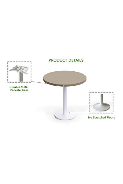 Mahmayi Round Pantry Table, Simple Modern Design Coffee Task for Home Office, (80 cm Dia, Linen)