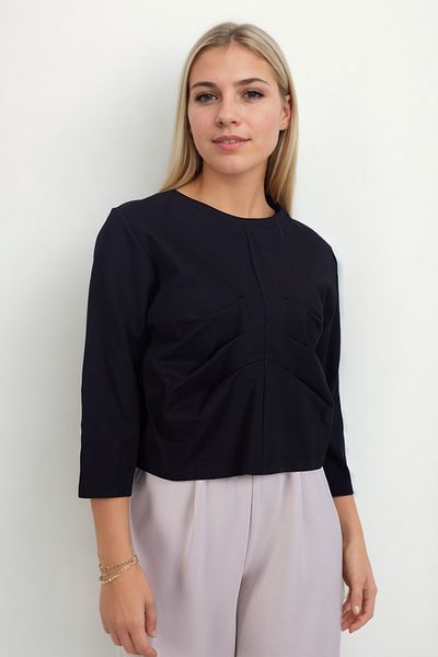 Vitrin Short Sleeve Modal Blouse with Gathered Front Detail