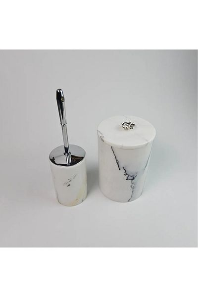 ege gross Lilac Marble Trash Can/Brush Set