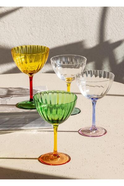 The Mia Yellow 240 ml Glass Ice Cream Bowl for Feet