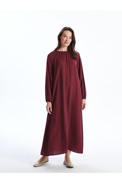 LC Waikiki Γυναικείο φόρεμα LCW Grace Burgundy Crew Neck