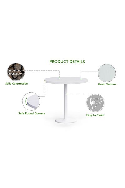 Mahmayi Round Pantry Table, Simple Modern Design Coffee Task for Home Office, (80 cm Dia, White)