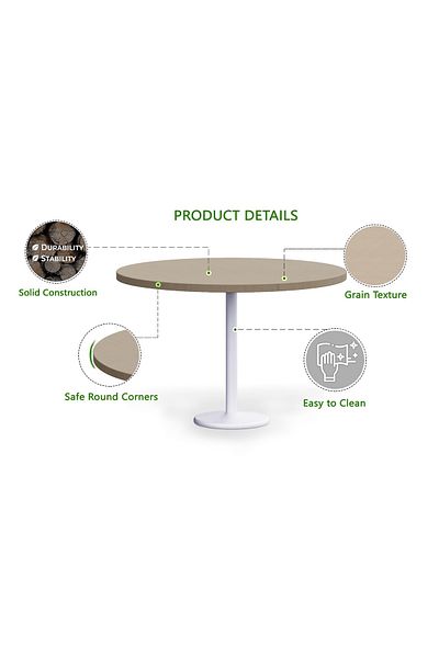 Mahmayi Round Pantry Table, Simple Modern Design Coffee Task for Home Office, (120 cm Dia, Linen)