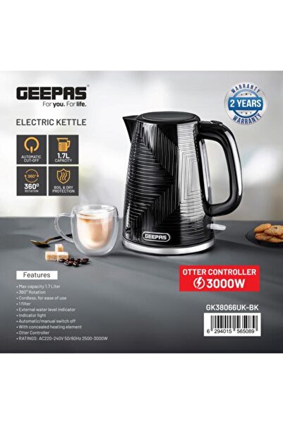 Geepas 1.7 L Electric Kettle- 360-Degrees Rotation, Boil Dry Protection and A...
