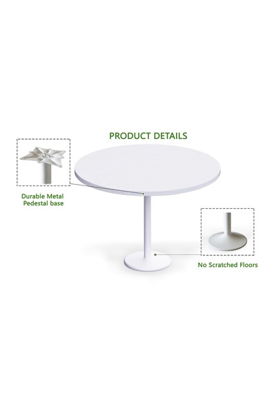 Mahmayi Round Pantry Table, Simple Modern Design Coffee Task for Home Office, (120 cm Dia, White)