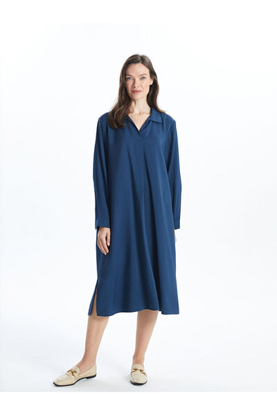 LC Waikiki New Season from Güli̇s Gi̇yi̇m Indigo Shirt Collar Dress