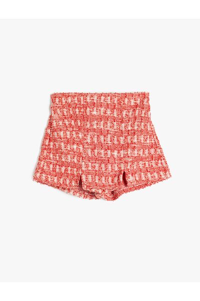 Koton Pleat Detailed Patterned Tweed Short Skirt