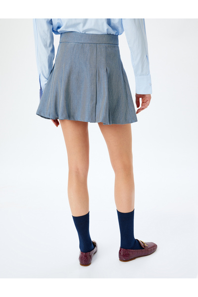 Koton Standart Bel Kalın Pileli Mini Etek