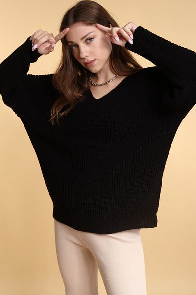 Devinka Women's 2-Pack Price Advantageous Oversize Loose V-Neck Knitwear Sweater