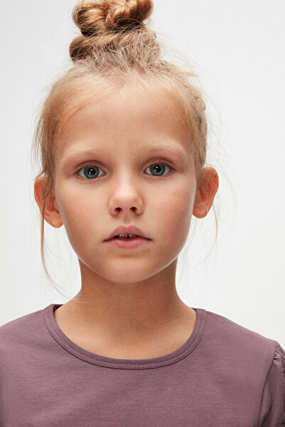 LOVETTI Soft Purple Girl's Crew Neck Watermelon Sleeve T-Shirt