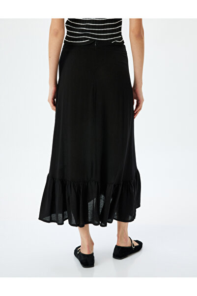Koton Midi Boy Viskon Kruvaze Fırfırlı Etek