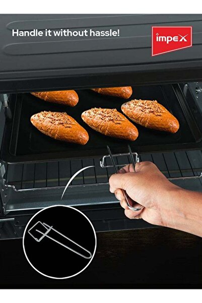 İMPEX Electric Oven 35 Ltr, 1500W, Rotisserie Function, 100-250°C, 60-Min Timer, 6 Heating Stages, Light