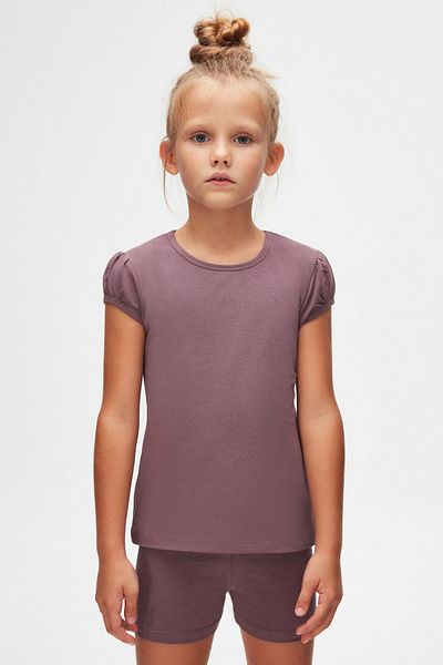 LOVETTI Soft Purple Girl's Crew Neck Watermelon Sleeve T-Shirt