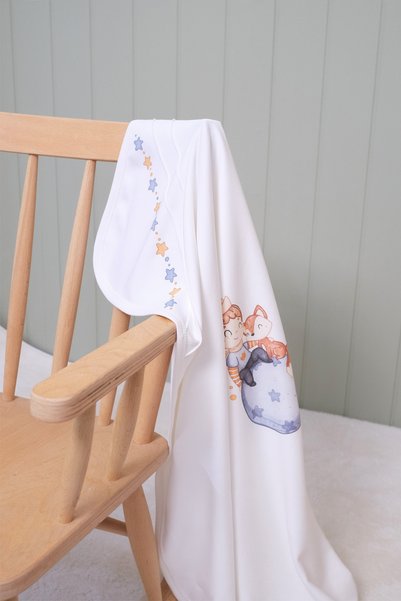 BABYLİM Baby Boy Little Prince Printed 100% Cotton Blanket 85X90 cm Double Layer