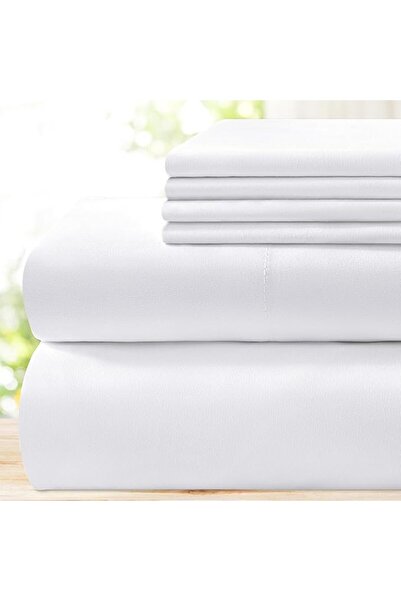 BYSURE Hotel Luxury Bed Sheets Set 6 Piece(Queen, White) - Super Soft 1800 Th...