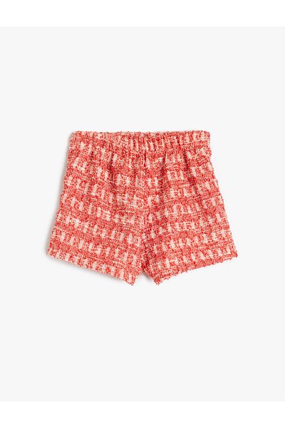 Koton Pleat Detailed Patterned Tweed Short Skirt