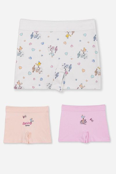 BAYKAR Cotton Lycra Boxer Shorts for Girl - 3 Pack 5347, Colorful
