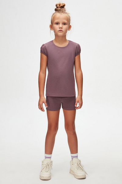 LOVETTI Soft Purple Girl's Crew Neck Watermelon Sleeve T-Shirt