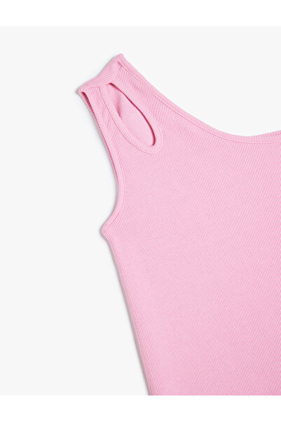 Koton Rochie mini din bumbac cu un singur umăr, cu detaliu de fereastră