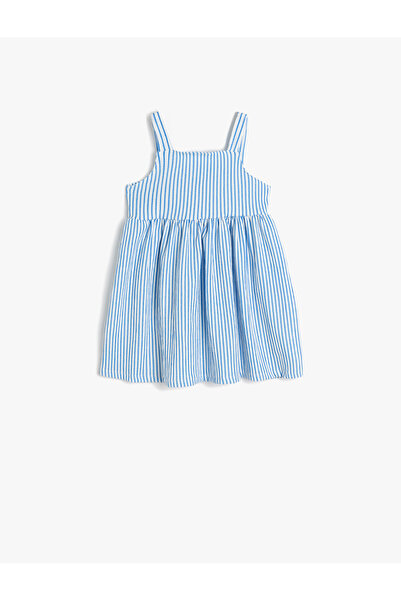 Koton Arkası Fiyonk Detaylı Mavi Kız Çocuk Elbise 5SMG80004AK