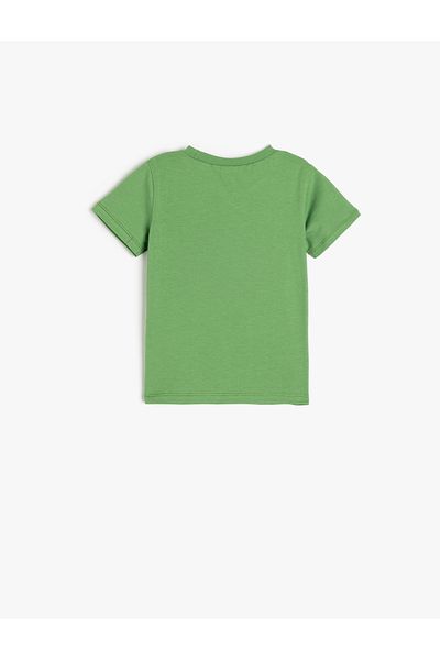 Koton Crew Neck Short Sleeve Cotton Dinosaur Print T-Shirt