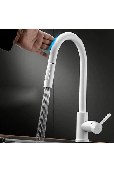 OEM New Imported Smart Touch Kitchen Sink Faucet with White Spiral Fountain