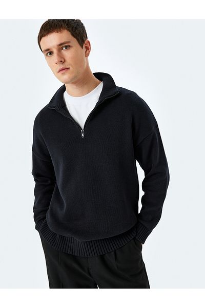Koton Basic Cotton Sweater - Half Zipper