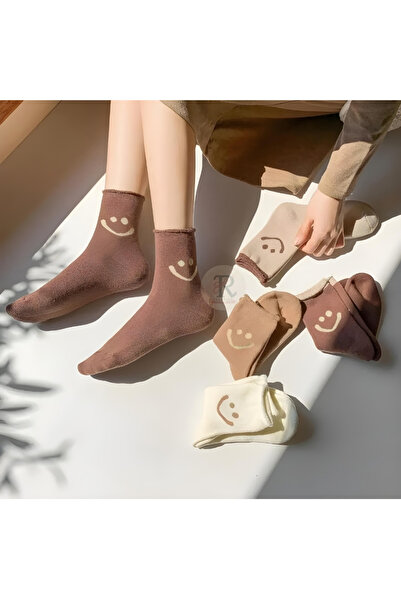 trampler 4 чифта дамски сезонни нееластични чорапи с усмихнат мотив, дамски чорапи със смесен мотив