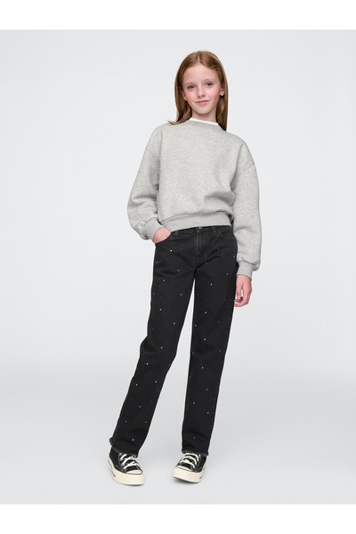 GAP Kız Çocuk Gri Gap Logo Oversize Fleece Sweatshirt