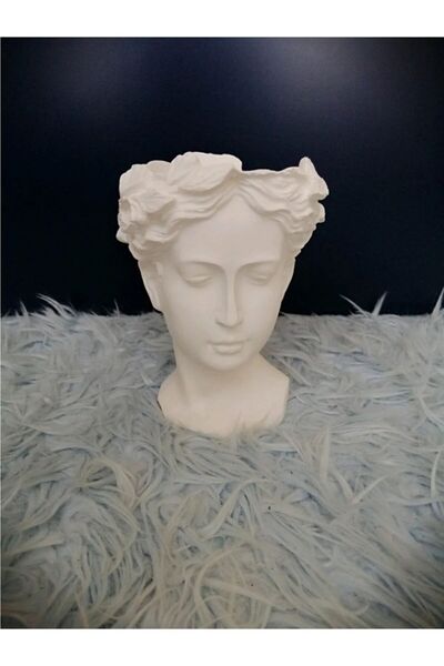 elvanhobi Helen Heykel Büst Saksı Beyaz 21 Cm