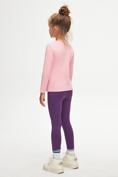 LOVETTI Pink Girl's Plain Basic Lycra Long Sleeve T-Shirt