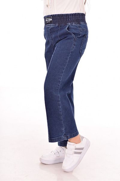 MORE KIDS Blugi pentru fete cu picioare late PANTALONI cu dungi elastice din lycra