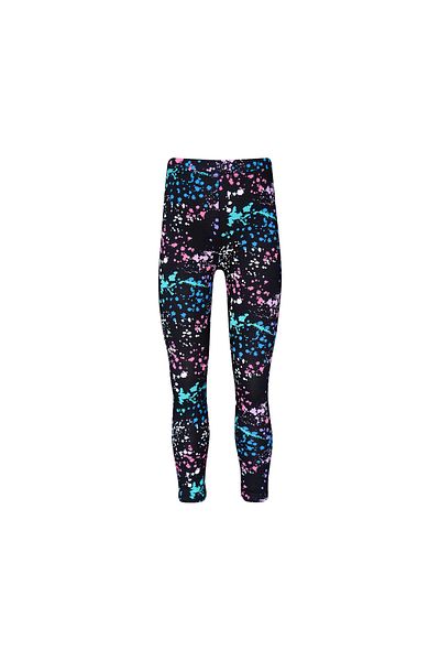 LOVETTI Black Girl's Spray Colors Pattern Leggings