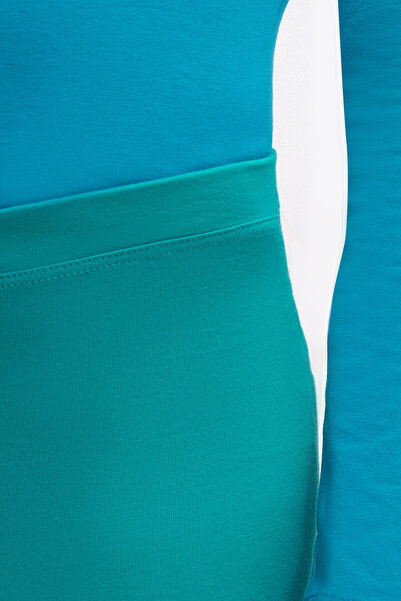 LOVETTI Petrol Colored Basic Girl's Knee-length Leggings and Capri Set