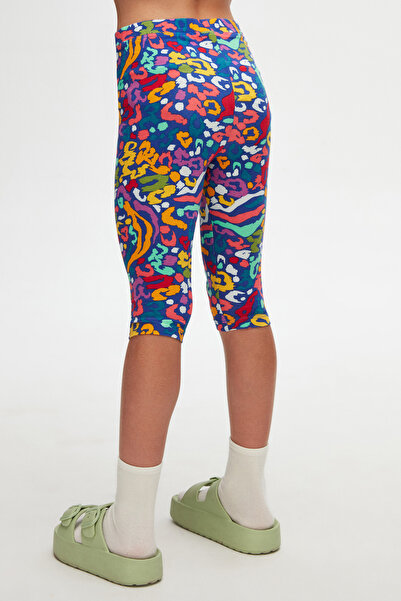 LOVETTI Abstract Leopard Kız Çocuk Desenli Diz Altı Tayt Kapri