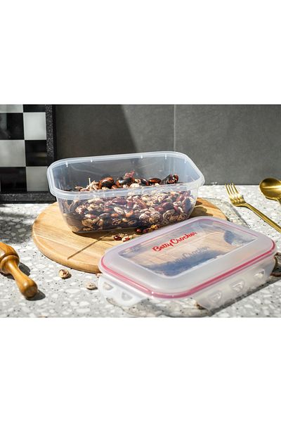 BETTY CROCKER Rectangular Food Container 2500Ml Transparent and Red