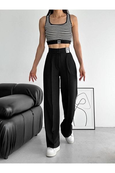 Noa Noa Buttoned Pleated Flexible Palozzo Pants
