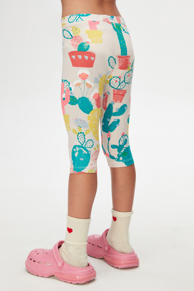 LOVETTI Spring Cactus Kız Çocuk Desenli Diz Altı Tayt Kapri