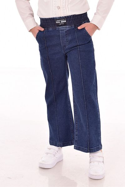 MORE KIDS Blugi pentru fete cu picioare late PANTALONI cu dungi elastice din lycra